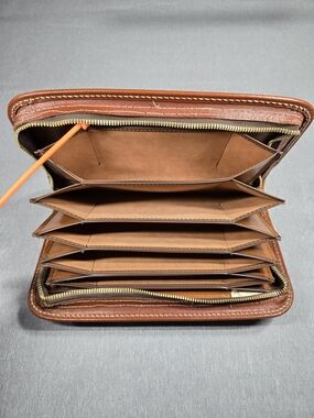 Vintage Carlton Leather Accordion Multi-Pocket Wallet Clutch Made in USA